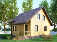 Каркасный дом 7х9 | Одноэтажные с мансардой деревянные дома и коттеджи с террасой