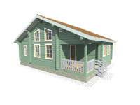 Дом из бруса 8х10 | Одноэтажные деревянные дома и коттеджи с террасой 8х10